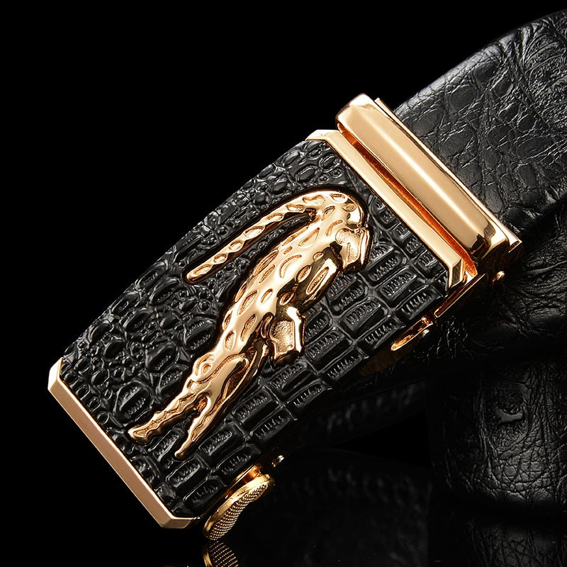 DINISITON Crocodile Pattern Genuine Leather Automatic Belt For Men Brand Simulation Strap Alligator Head Cintos AT-CRO - Bonnie Lassio