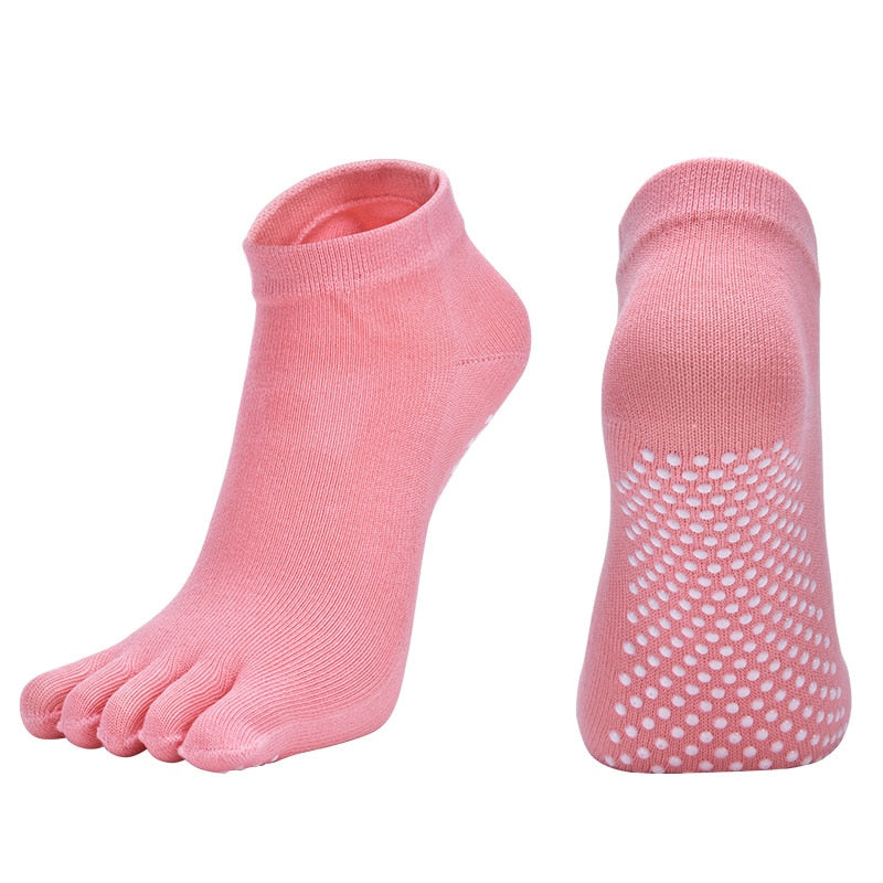 Hot Sale Women Anti-slip Yoga Socks Fingers Fitness Pilates  Socks Gym Five Toe Sport Socks Cotton Colourful Elastic Winter - Bonnie Lassio