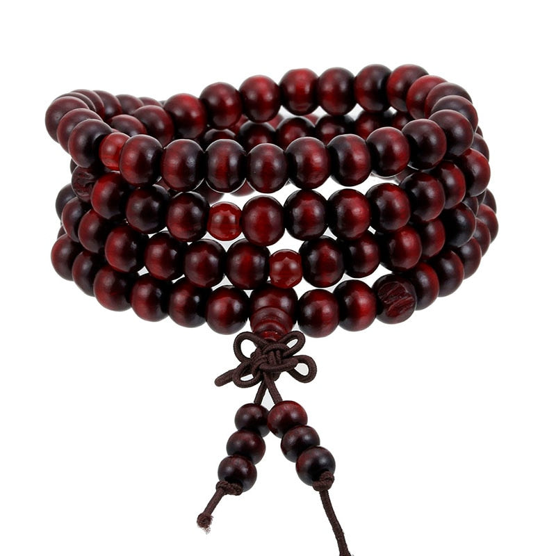 Natural Sandalwood Meditation Prayer Bead Bracelet 108 Beads - Bonnie Lassio