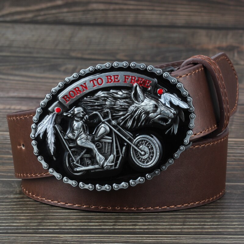 Motorcycle And Wolf Buckle Fashion Decorative Belt For men - Bonnie Lassio