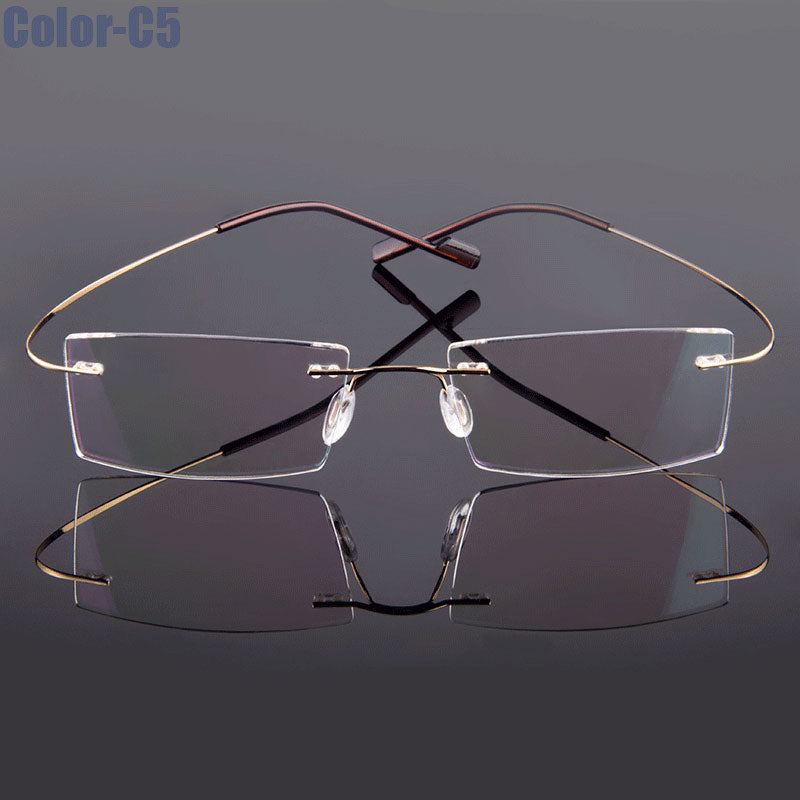 Gmei Optical Fashion Rimless Glasses Frame Memory Alloy Eyeglasses Prescription Ultralight Flexible Frames 9 Colors T8089 - Bonnie Lassio