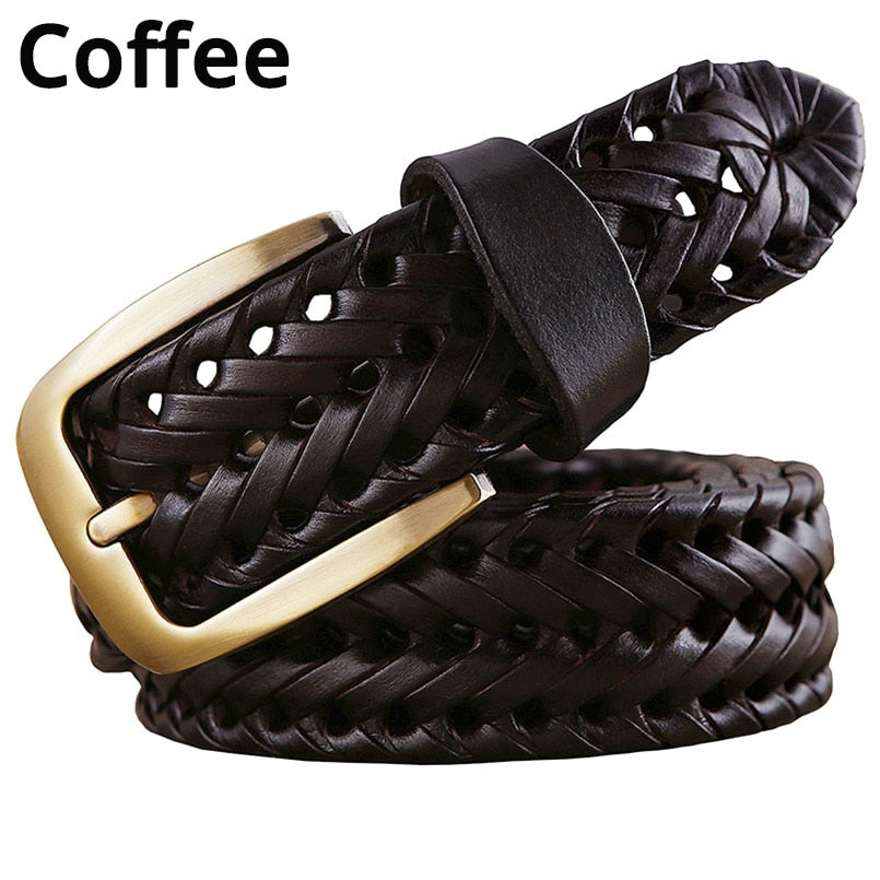 Luxury Genuine braided belt man Fashion men belts Quality cow skin with faux leather. - Bonnie Lassio