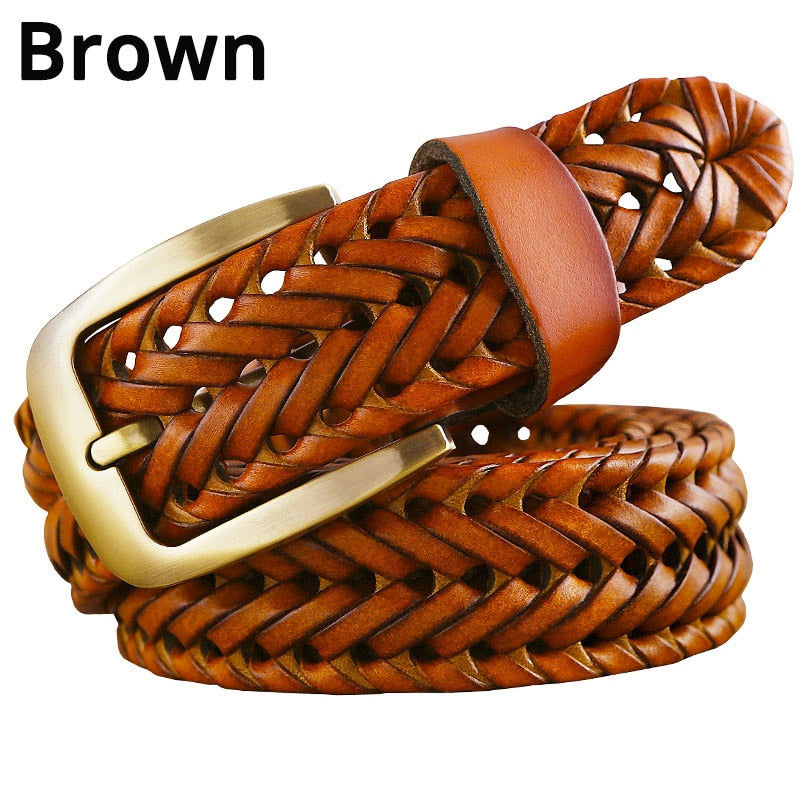 Luxury Genuine braided belt man Fashion men belts Quality cow skin with faux leather. - Bonnie Lassio