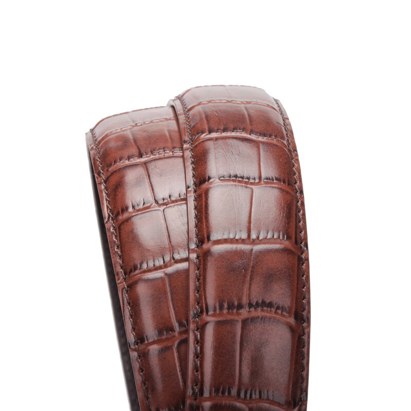 Casual Men Belts Crocodile Pattern Cowskin 3.0 CM Belts For Women Unisex Genuine Leather Belt Cinturones Para Hombre Black Brown - Bonnie Lassio