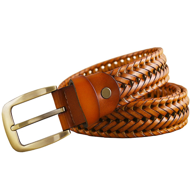 Luxury Genuine braided belt man Fashion men belts Quality cow skin with faux leather. - Bonnie Lassio