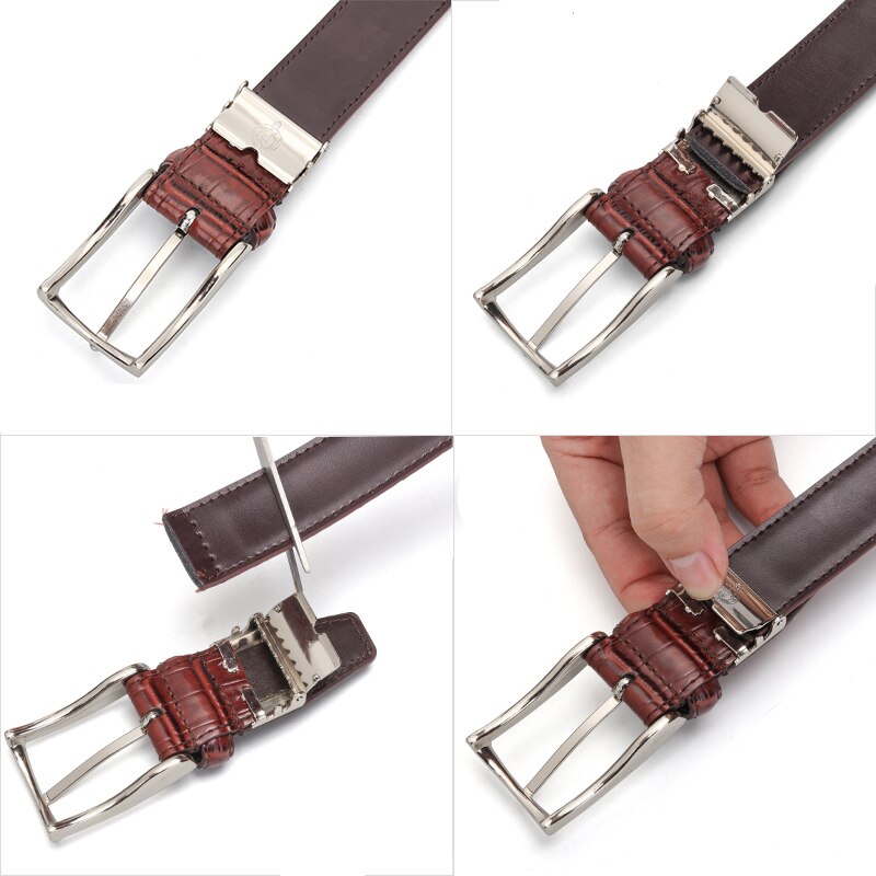 Casual Men Belts Crocodile Pattern Cowskin 3.0 CM Belts For Women Unisex Genuine Leather Belt Cinturones Para Hombre Black Brown - Bonnie Lassio