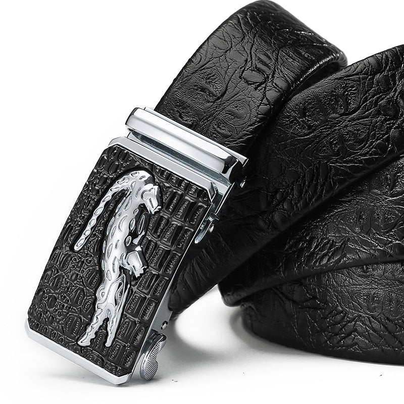 DINISITON Crocodile Pattern Genuine Leather Automatic Belt For Men Brand Simulation Strap Alligator Head Cintos AT-CRO - Bonnie Lassio