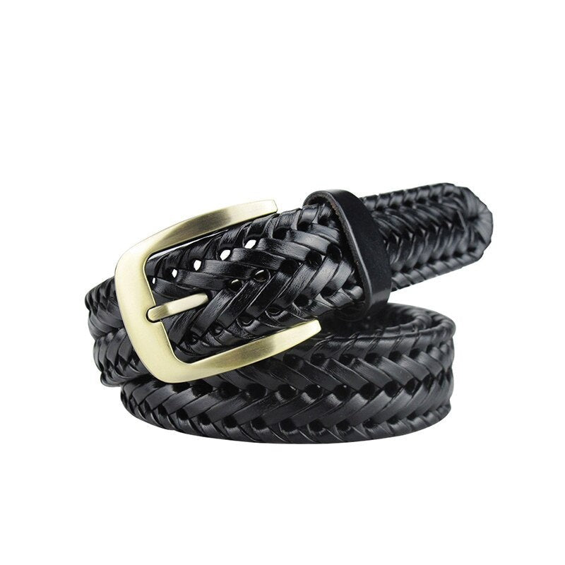 Maikun Men Braided Belt Woven Leather Belts for Men Women Vintage Waist Strap Casual Belt Pin Buckle Male Belt for Jeans - Bonnie Lassio