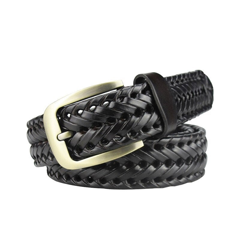 Maikun Men Braided Belt Woven Leather Belts for Men Women Vintage Waist Strap Casual Belt Pin Buckle Male Belt for Jeans - Bonnie Lassio