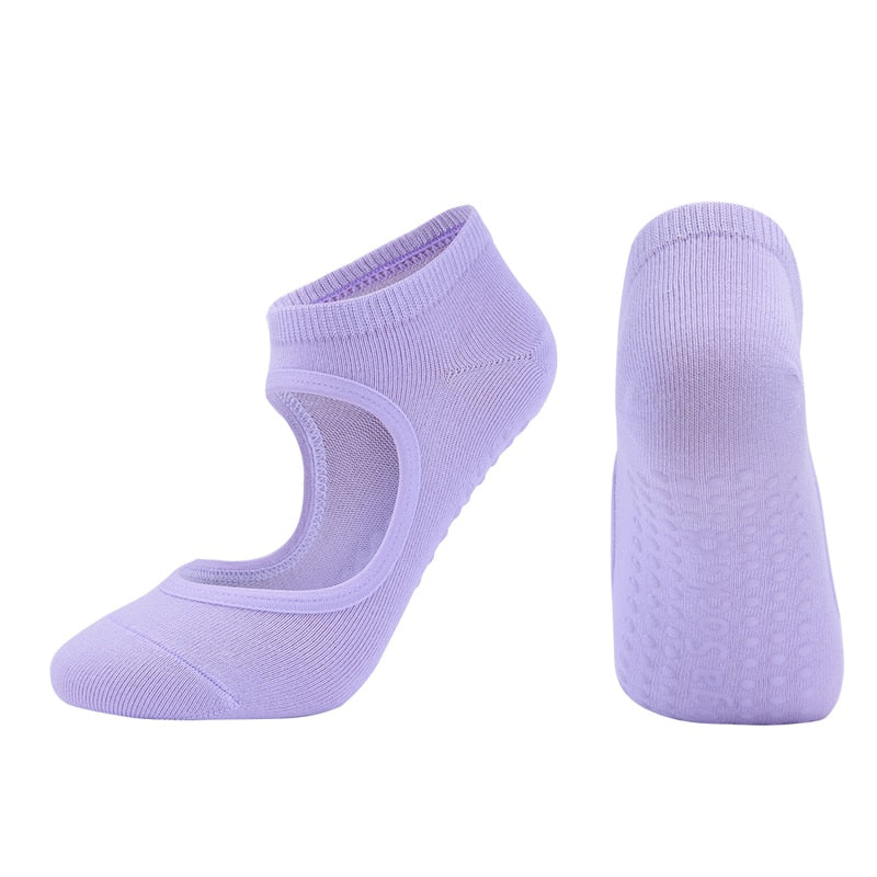 Women High Quality Pilates Socks Anti-Slip Breathable Backless Yoga Socks Ankle Ladies Ballet Dance Sports Socks for Fitness Gym - Bonnie Lassio