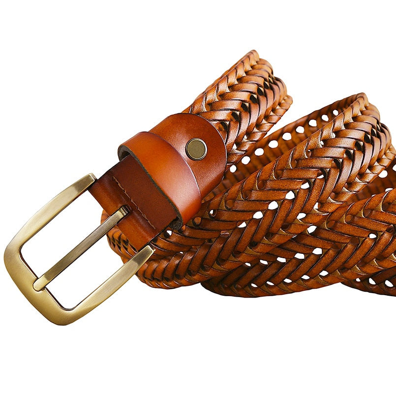 Luxury Genuine braided belt man Fashion men belts Quality cow skin with faux leather. - Bonnie Lassio