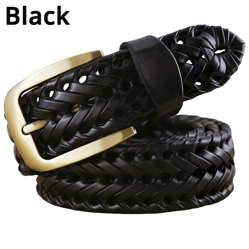 Luxury Genuine braided belt man Fashion men belts Quality cow skin with faux leather. - Bonnie Lassio