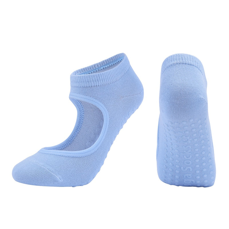 Women High Quality Pilates Socks Anti-Slip Breathable Backless Yoga Socks Ankle Ladies Ballet Dance Sports Socks for Fitness Gym - Bonnie Lassio