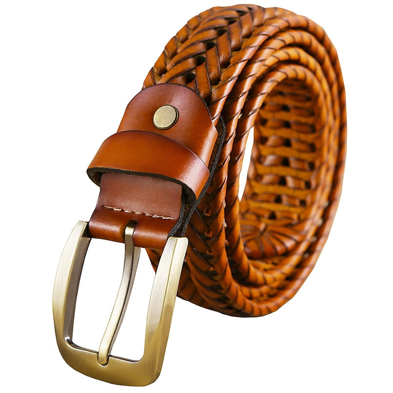 Luxury Genuine braided belt man Fashion men belts Quality cow skin with faux leather. - Bonnie Lassio