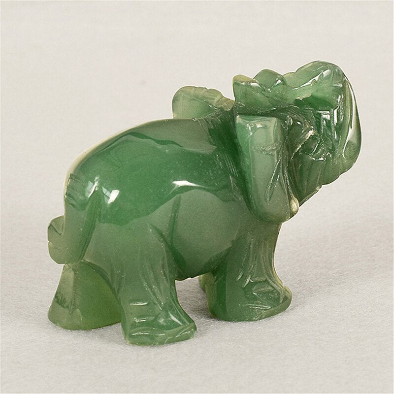 Lucky Elephant Green Aventurine Jade Ston Fortune Feng Shui Statue Figurine Ornament Chakra Healing Stones Statue Craft Decor - Bonnie Lassio