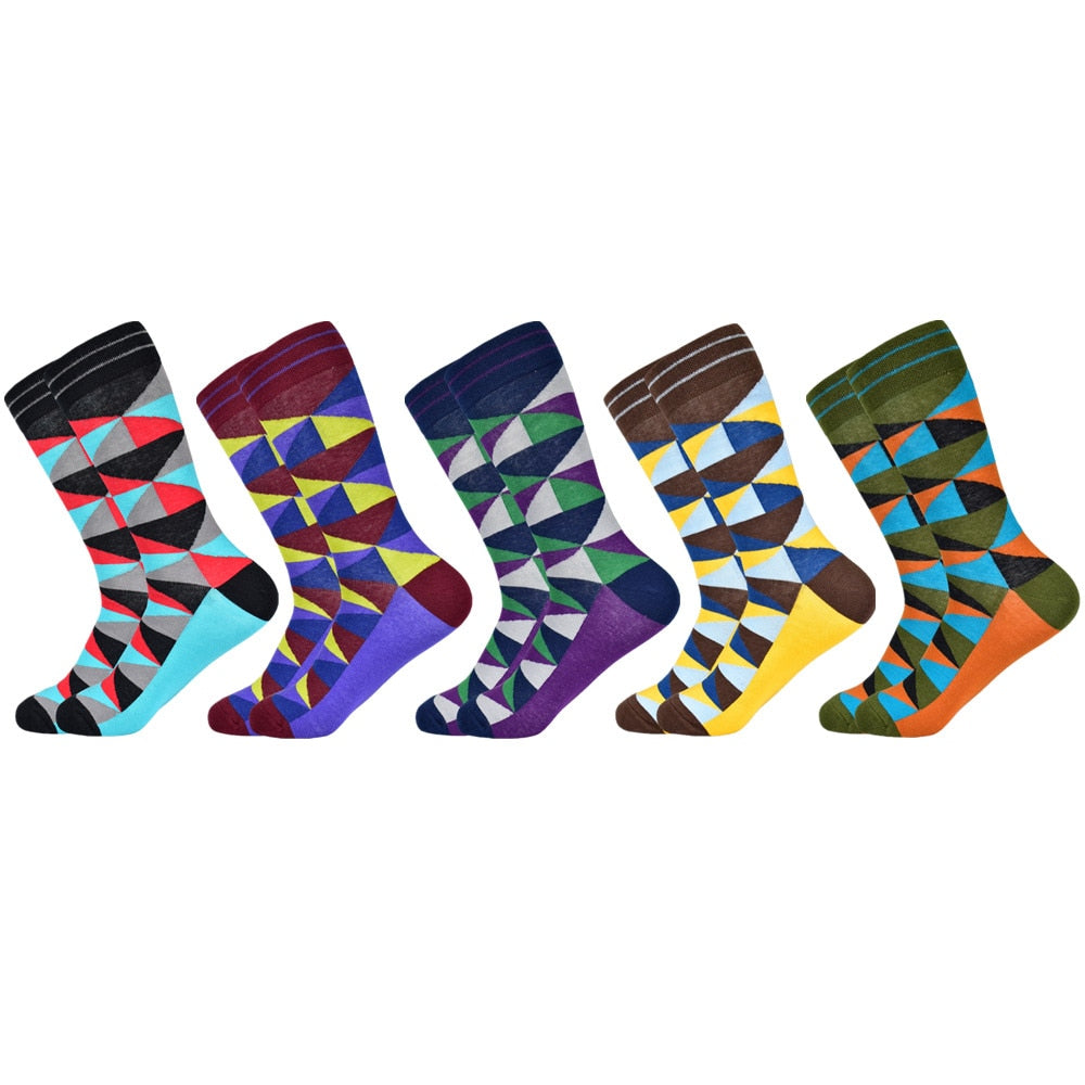 Colorful Funky Gift Sock Gift Set for Men Geometric Stripped  5 or 10 Pairs - Bonnie Lassio