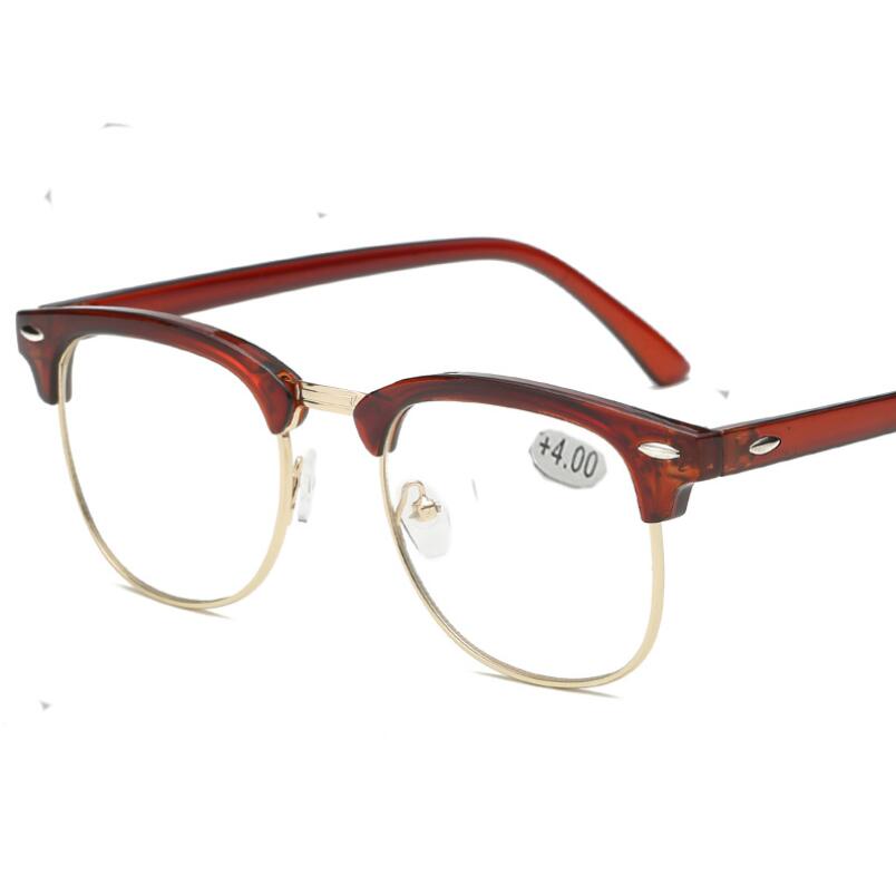 Metal Half Frame Reading Glasses Presbyopic Eyewear Male Female Far sight Glasses with strength +0.5 +0.75 +1.0 +1.25 To +4.0 - Bonnie Lassio