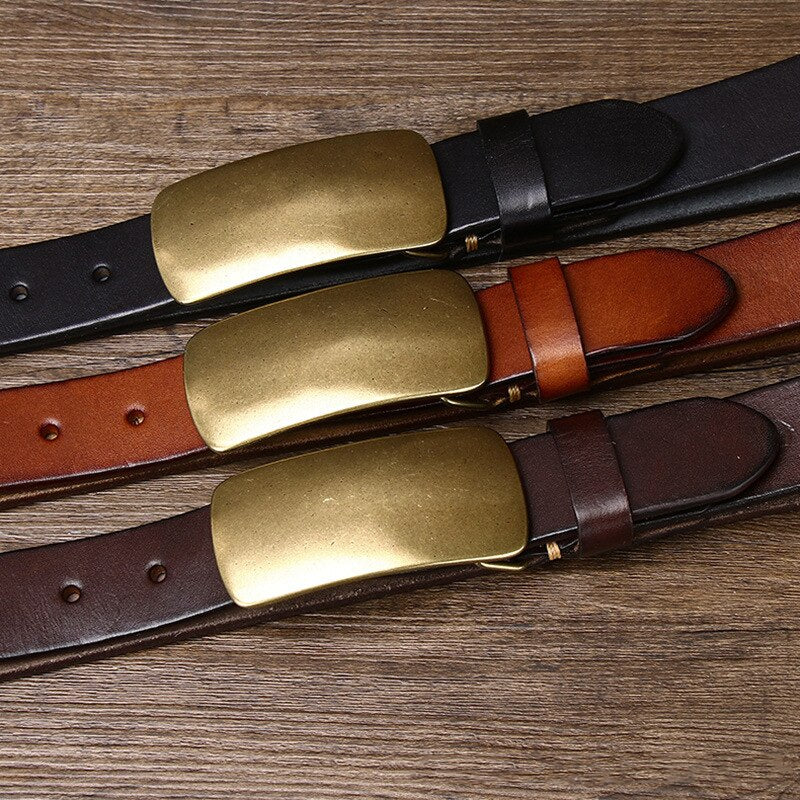 3.3CM Vintage Style Mens Cowboy Belt Leather - Bonnie Lassio