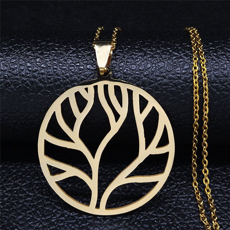 Aesthetic Tree of Life Chain Necklace for Women Men Stainless Steel Silver Colour - Bonnie Lassio