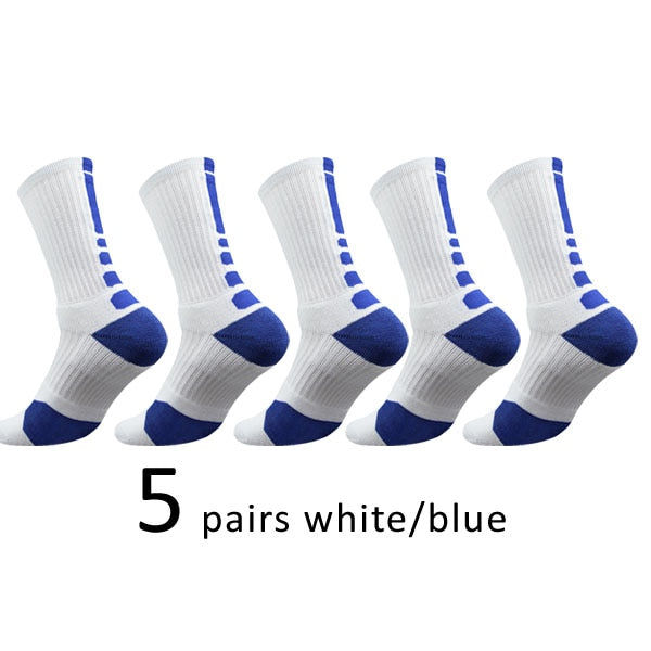 5 Pairs/Lot Professional Cycling Socks Mens Thicker Stocking Sweat-Absorbent Basketball Outdoor Sports Football Skateboard Socks - Bonnie Lassio