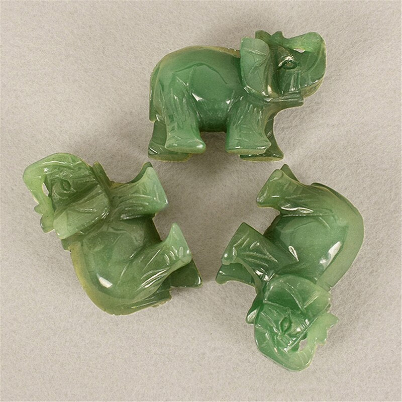 Lucky Elephant Green Aventurine Jade Ston Fortune Feng Shui Statue Figurine Ornament Chakra Healing Stones Statue Craft Decor - Bonnie Lassio