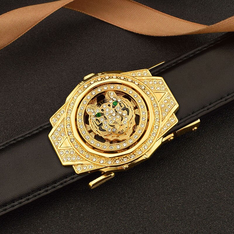 New Rotating Round Buckle Tiger Belt Fashion Jade Luxury Brand Belt Men&#39;s Leather Designer High Quality Ceinture Homme - Bonnie Lassio