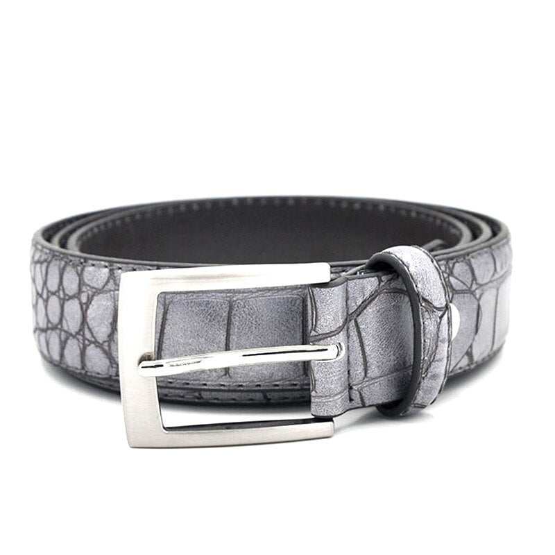 Mens Fashion Waist Belts Faux Crocodile Pattern With Split Leather Luxury Male Designer Belt Accessories Factory Price - Bonnie Lassio