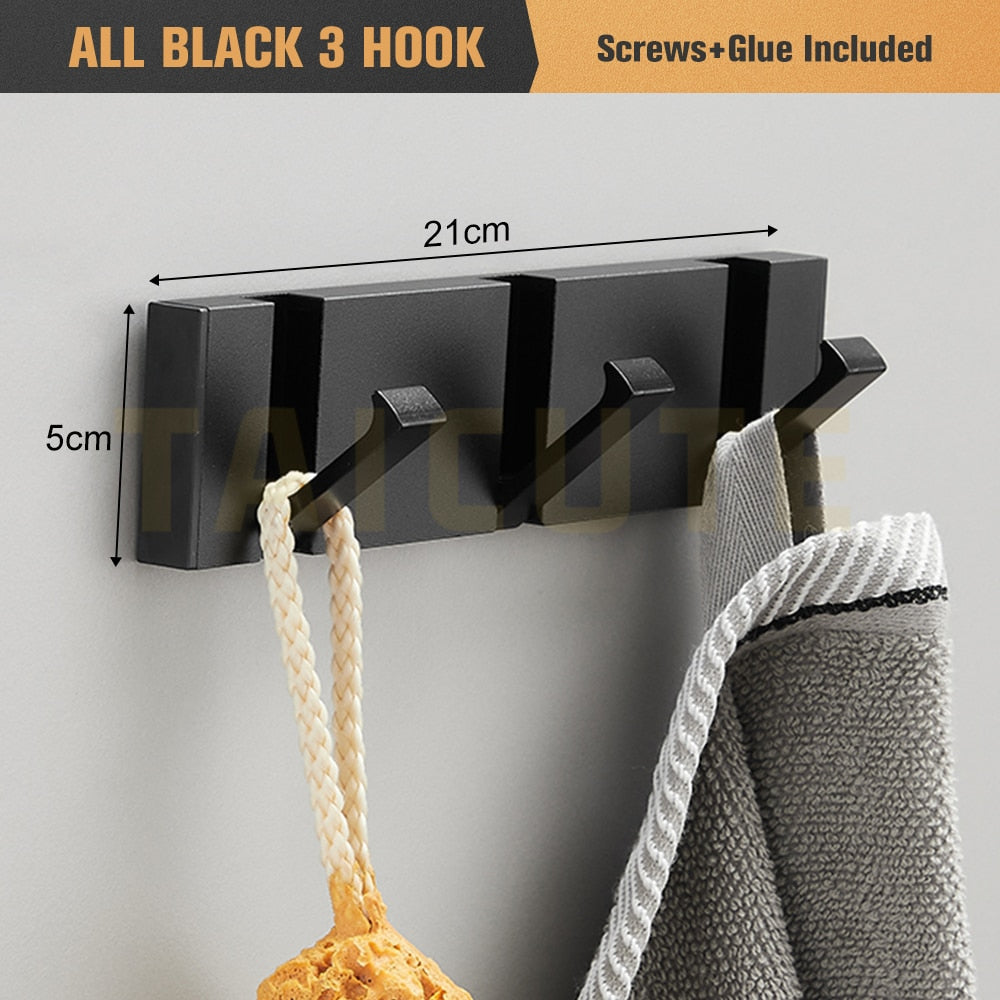 Folding Towel Hanger Wall Hooks Coat Clothes Holder for Bathroom Kitchen Bedroom Hallway, Black Gold - Bonnie Lassio