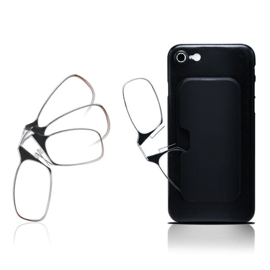 Legless Clamp nose  reading glasses for both men and women portable sticky phone to send ultra-thin glasses case +2.00 +2.50 - Bonnie Lassio