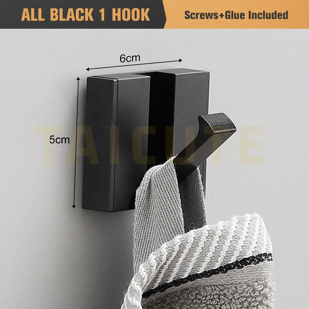 Folding Towel Hanger Wall Hooks Coat Clothes Holder for Bathroom Kitchen Bedroom Hallway, Black Gold - Bonnie Lassio