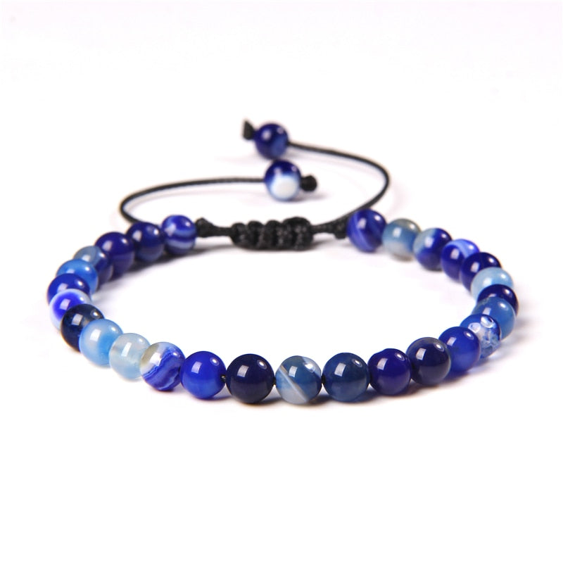 Natural Stone Amethysts 6MM Bead Bracelets For Women Men Braided Bracelet Lapis Lazuli Blue Purple Agates Meditation jewelry - Bonnie Lassio