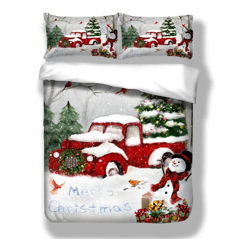 Christmas Duvet Cover Set Snowflake Red Elk Reineer Tree Queen King Double Bedding Set Twin Single Child Kid Adult New Year Gift - Bonnie Lassio