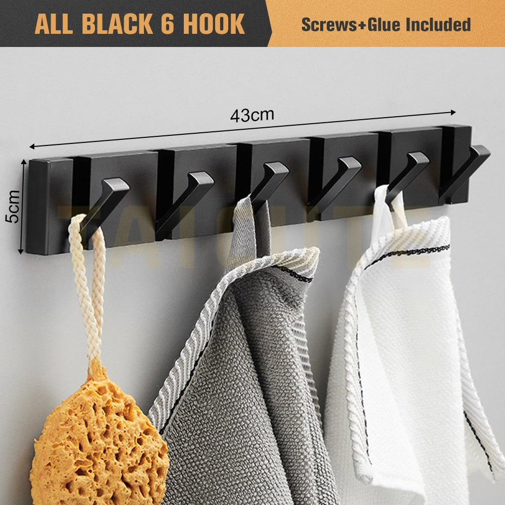 Folding Towel Hanger Wall Hooks Coat Clothes Holder for Bathroom Kitchen Bedroom Hallway, Black Gold - Bonnie Lassio