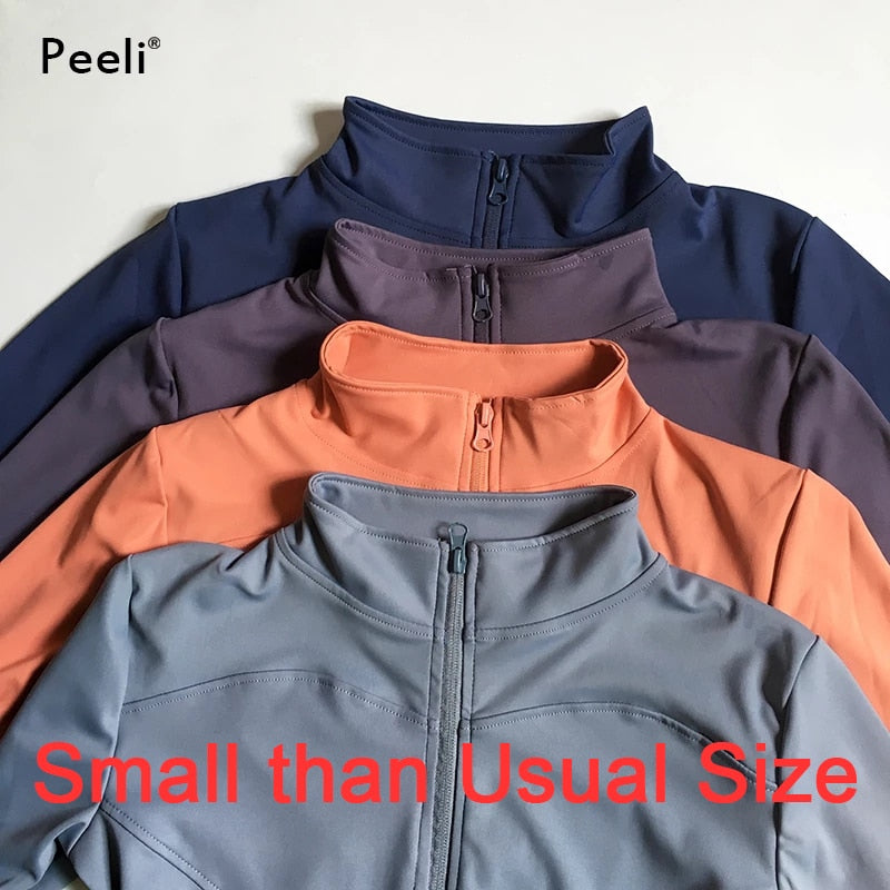 Peeli Long Sleeve Sports Jacket Women Zip Fitness Yoga Shirt Winter Warm Gym Top Activewear Running Coats Workout Clothes Woman - Bonnie Lassio