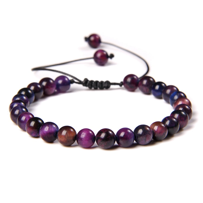 Natural Stone Amethysts 6MM Bead Bracelets For Women Men Braided Bracelet Lapis Lazuli Blue Purple Agates Meditation jewelry - Bonnie Lassio