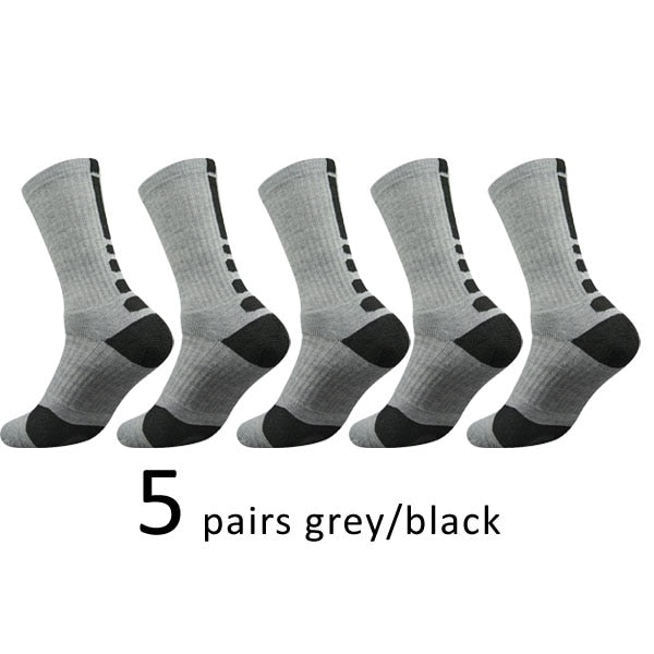 5 Pairs/Lot Professional Cycling Socks Mens Thicker Stocking Sweat-Absorbent Basketball Outdoor Sports Football Skateboard Socks - Bonnie Lassio