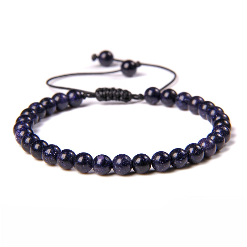 Natural Stone Amethysts 6MM Bead Bracelets For Women Men Braided Bracelet Lapis Lazuli Blue Purple Agates Meditation jewelry - Bonnie Lassio