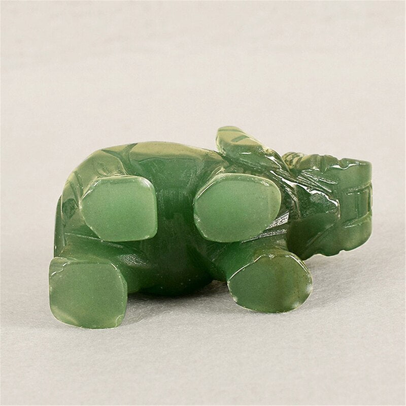 Lucky Elephant Green Aventurine Jade Ston Fortune Feng Shui Statue Figurine Ornament Chakra Healing Stones Statue Craft Decor - Bonnie Lassio