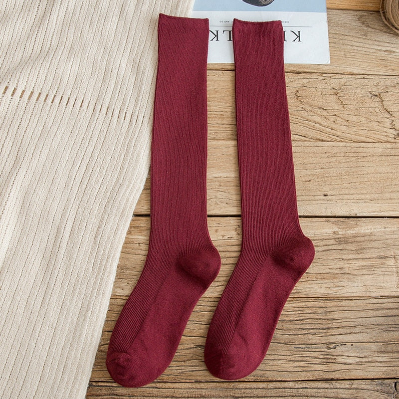 10 Colors Autumn New Women's Socks Cotton Winter Long Socks Harajuku Female Trick Warm Solid Color Sock Casual Ladies Sox - Bonnie Lassio