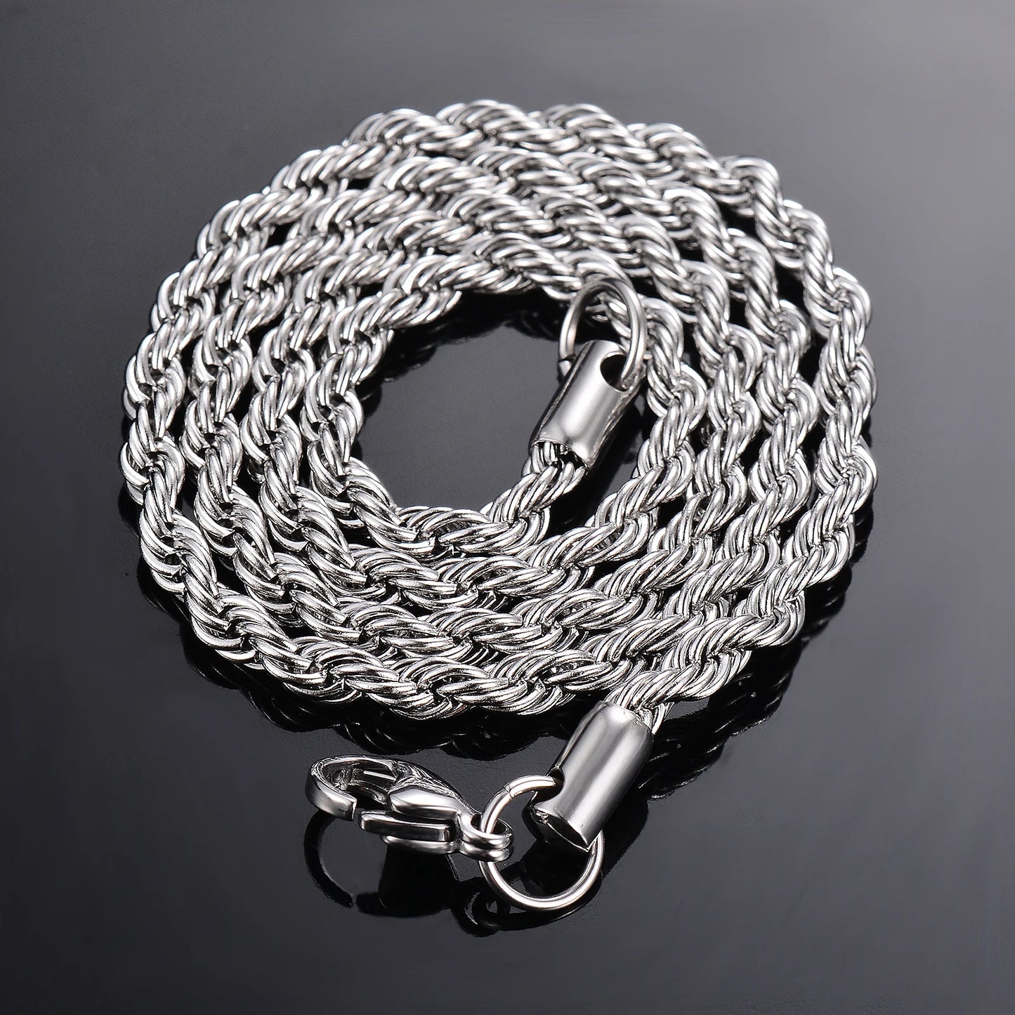 1 piece Steel Color Width 2mm/2.5mm/3mm/4mm/5mm/6mm Rope Chain Necklace/Bracelet For Men Women Stainless Steel Chain Necklace