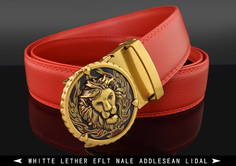 Casual Men Fashion Belt Lion Buckle Gold Colour - Bonnie Lassio
