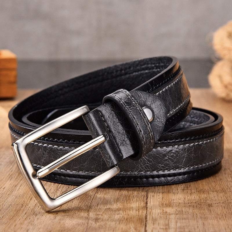 New Men&#39;s Belt Fashion Casual Strap Male Jeans Designer Trouser Belts Pu Genuine Leather Luxury Brand Pin Buckle - Bonnie Lassio