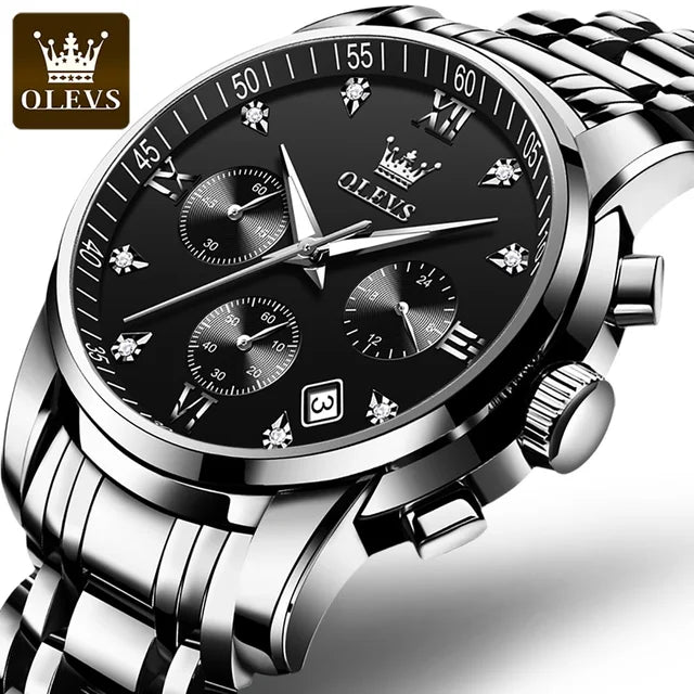 2858 Watches for Men Top Brand Luxury Chronograph Luminous Quartz Watch Business Waterproof Stainless Steel Wristwatch Man