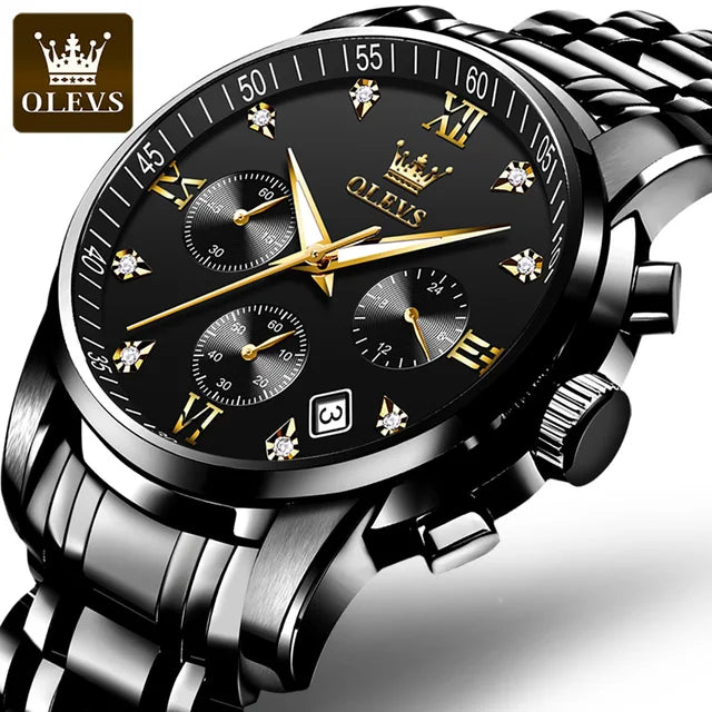 2858 Watches for Men Top Brand Luxury Chronograph Luminous Quartz Watch Business Waterproof Stainless Steel Wristwatch Man