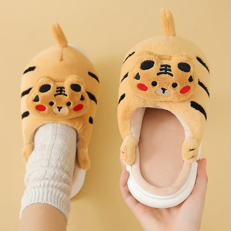 Unisex Plush Slippers Cute Cat Tiger and Non Slip - Bonnie Lassio