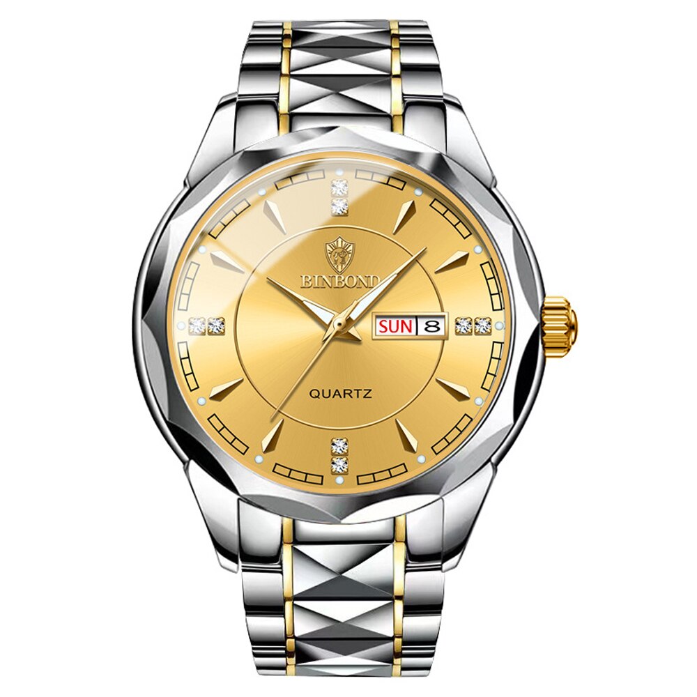 Men Gold Watch Luxury Quartz Mens Business Watches Fashon Day Date Male Clock Stainless Steel Waterproof Relogio Masculino 2023 - Bonnie Lassio