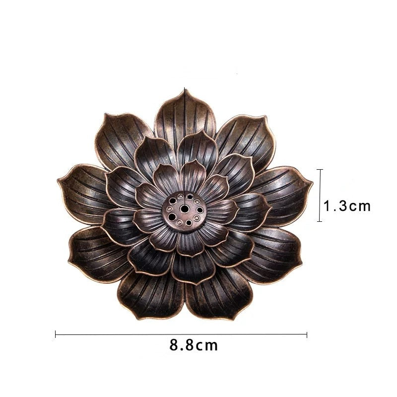 Alloy Incense Burner Stick Holder Buddhism Lotus Line Incense Plate Sandalwood Coil Base Temples Yoga Studios Home Decoration - Bonnie Lassio