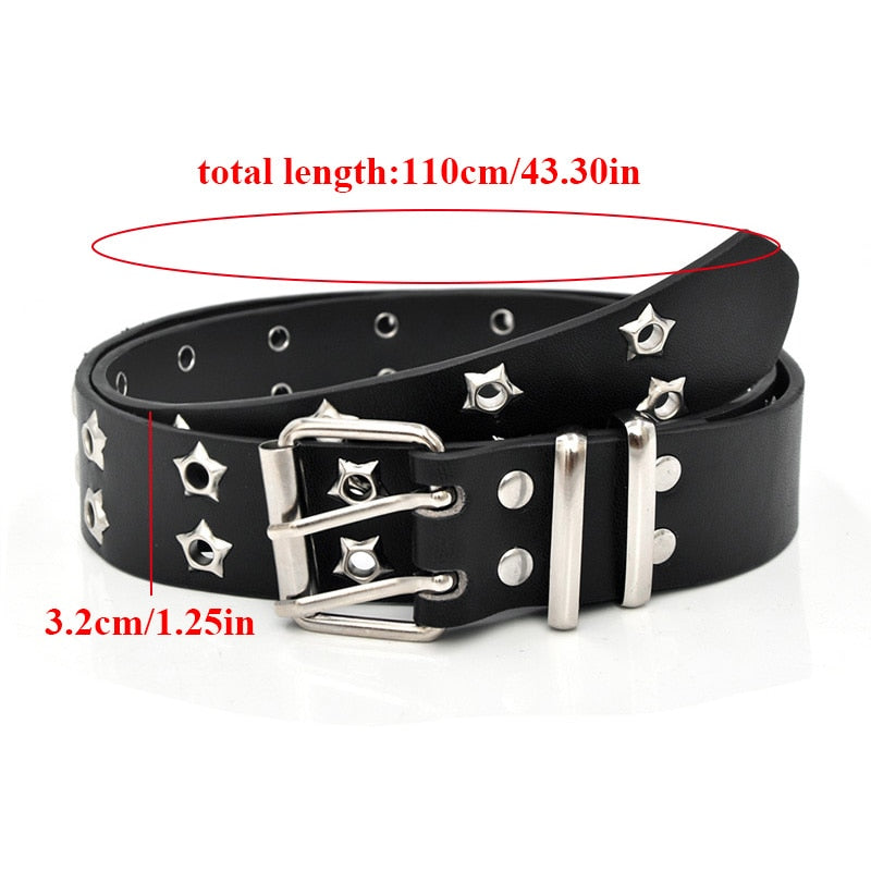 Goth Style Double Pin Buckle Unisex Fashion Casual Puck Style PU Leather - Bonnie Lassio