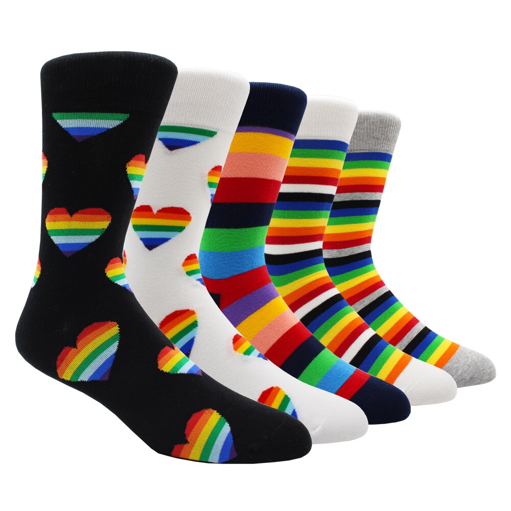 Mens Rainbow Socks Striped Mixed Colours 5 Pairs - Bonnie Lassio