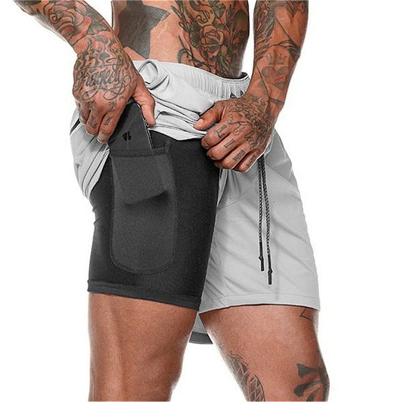 Joggers Shorts Men 2 in 1 sport shorts Gyms Fitness Bodybuilding Workout Quick Dry Beach Shorts Male Summer Running shorts men - Bonnie Lassio